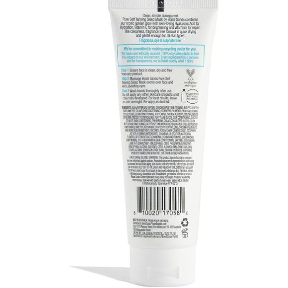 Bondi Sands PURE Self- Tanning Sleep Mask
75ml w/ Hyaluronic Acid & Vitamin B3 - Picture 2 of 6
